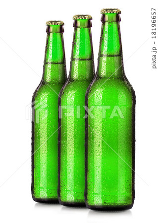Set of beer's bottles with frosty drops isolated Set of beer's bottles with frosty drops isolated 18196657