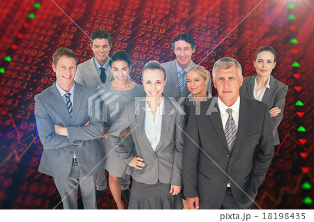 Composite image of smiling business people smiling at camera Composite image of smiling business people smiling at camera 18198435