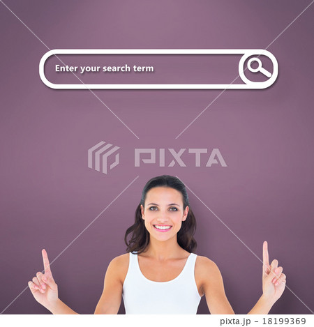 Composite image of pretty brunette pointing with fingers Composite image of pretty brunette pointing with fingers 18199369