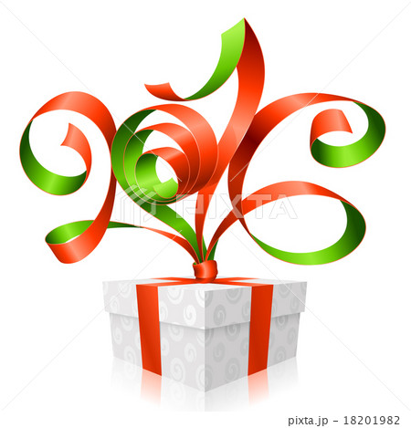 Vector red ribbon and gift box. Symbol of New Year Vector red ribbon and gift box. Symbol of New Year 18201982