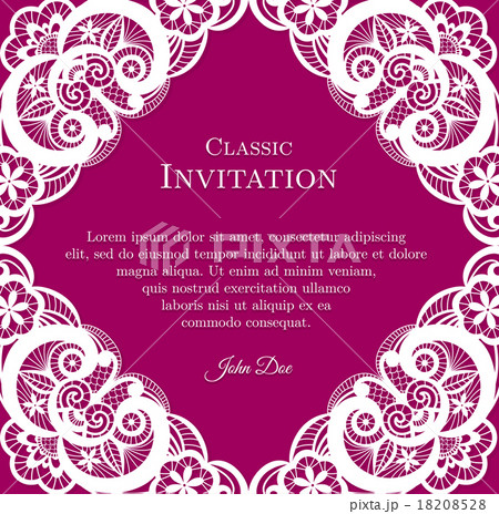 Pink wedding invitation template with white lace 18208528