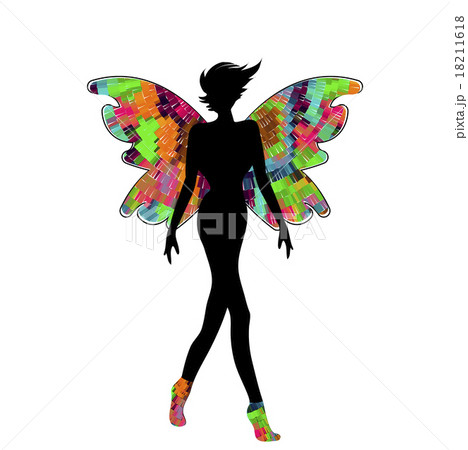 Women elegant silhouette in the dress patchwork Women elegant silhouette in the dress patchwork 18211618