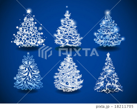 Hand-drawn Christmas trees  18211705