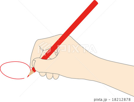 赤鉛筆でマルを書くのイラスト素材