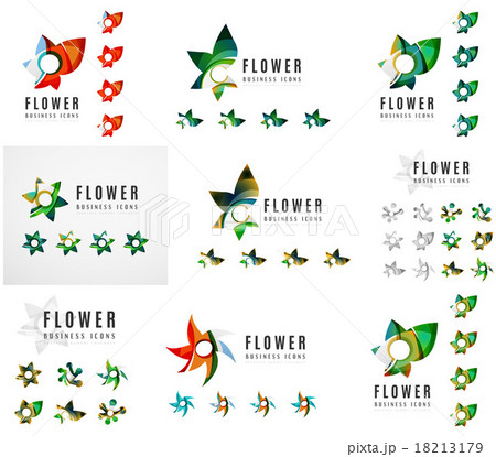Set of company logotype branding designs, flower 18213179