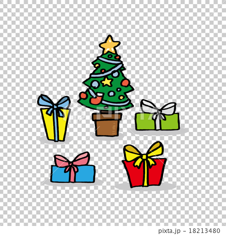 クリスマスツリーとプレゼントのイラスト素材