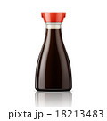 Glass soy sauce bottle with red cap. 18213483