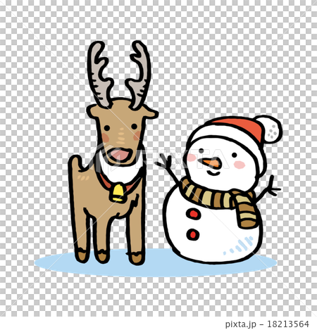 トナカイと雪だるまのイラスト素材 [18213564] - PIXTA