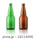 Green and brown beer bottles with cap. 18214006