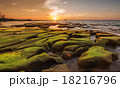 sunset down over beautiful rock formation 18216796