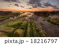 leading line rock formation under bright sunset 18216797