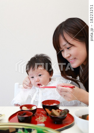 お食い初め ファミリー (赤ちゃん 生後100日 ママ 家族 祝い膳 箸初め 