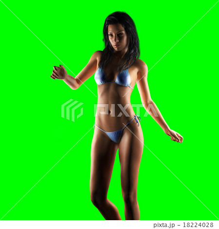 sexy woman on green removable chromakey 18224028