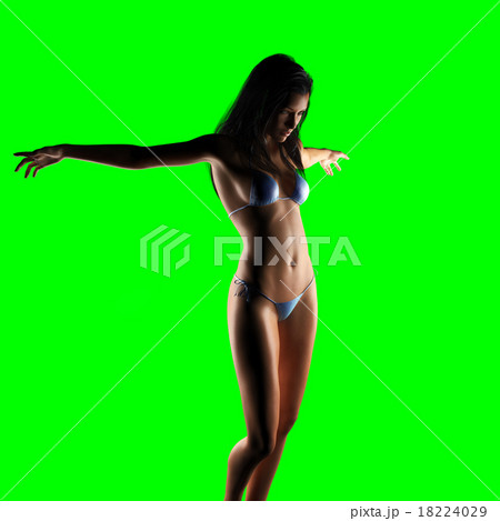sexy woman on green removable chromakey 18224029