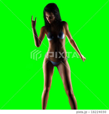 sexy woman on green removable chromakey 18224030