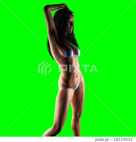 sexy woman on green removable chromakey 18224032