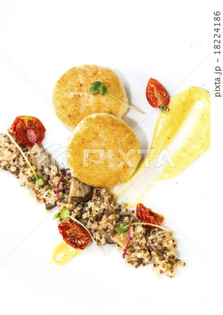 chicken cutlet with quinoa porridge on a table in chicken cutlet with quinoa porridge on a table in 18224186