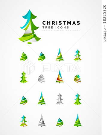 Set of abstract Christmas Tree Icons, business Set of abstract Christmas Tree Icons, business 18225320