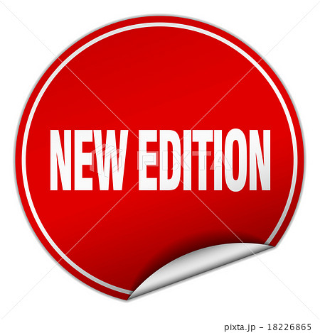 new edition round red sticker isolated on white 18226865