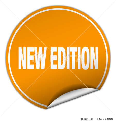 new edition round orange sticker isolated on white 18226866