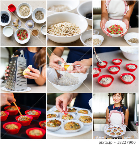 Collage of recipe cooking vegetarian diet cupcakes 18227900