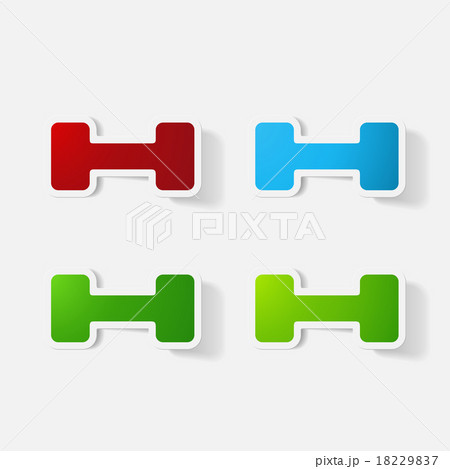 Paper clipped sticker: dumbbell Paper clipped sticker: dumbbell 18229837