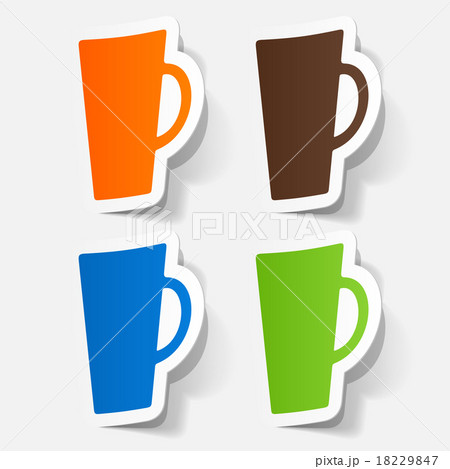 Paper clipped sticker: Coffee Cup Isolated Paper clipped sticker: Coffee Cup Isolated 18229847