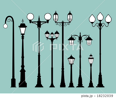 Set of street lamps in flat style Set of street lamps in flat style 18232039