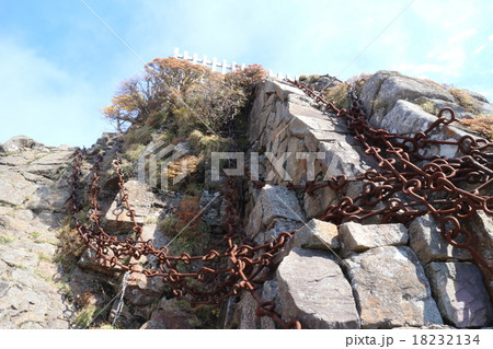 弥山の石鎚神社付近の鎖 弥山の石鎚神社付近の鎖 18232134