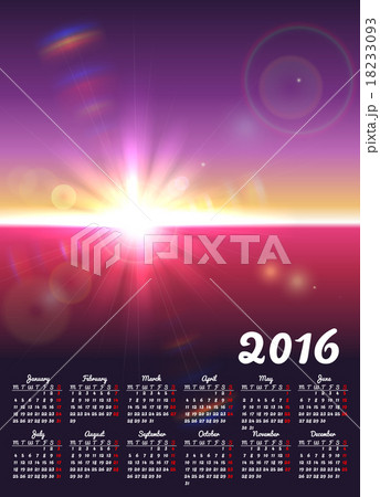 Calendar 2016 with sunny landscape Calendar 2016 with sunny landscape 18233093