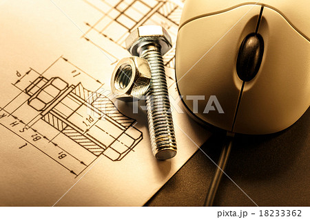 Mouse and screw bolt with nut Mouse and screw bolt with nut 18233362