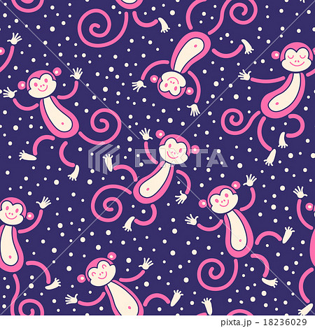 Seamless pattern with monkeys playing in snow Seamless pattern with monkeys playing in snow 18236029