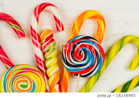 Colorful candy on wooden background 18238905