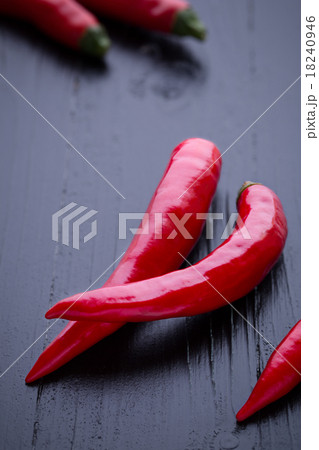 Chili on Black Background Close-up 18240946