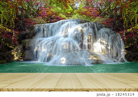 Beautiful scenic of waterfall with autumn forest. 18245314