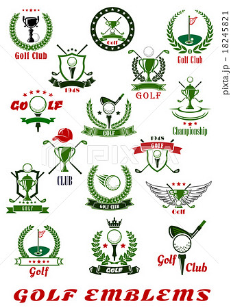 Golf sport icons and symbols set Golf sport icons and symbols set 18245821