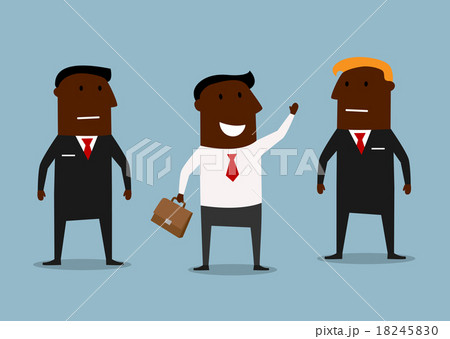 Happy businessman and confident bodyguards 18245830
