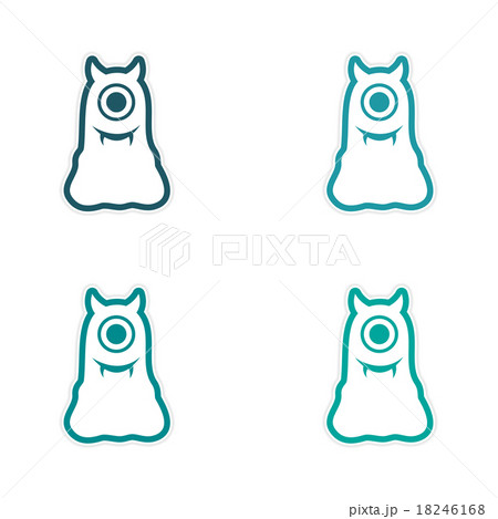 Sticker assembly Cyclops monster with horns on a Sticker assembly Cyclops monster with horns on a 18246168