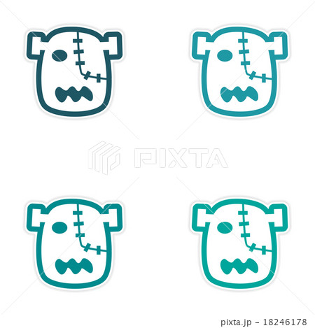 Sticker assembly head zombie on a white background Sticker assembly head zombie on a white background 18246178