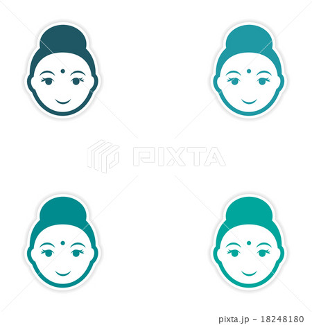Set of stickers Indian woman on white background 18248180