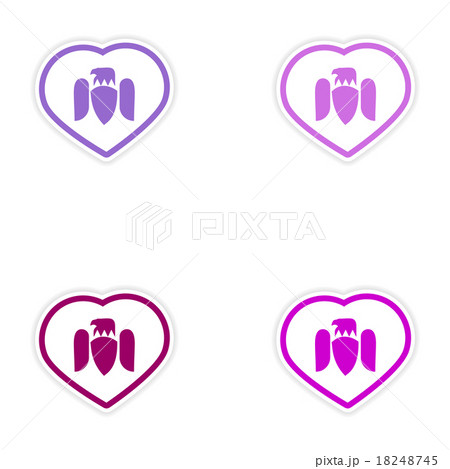 Set of stickers Eagle in the heart on white 18248745