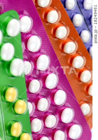 Colorful strips of oral contraceptive pill. Colorful strips of oral contraceptive pill. 18249461