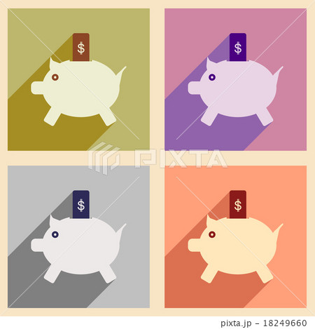 Flat with shadow icon concept piggy bank and 18249660