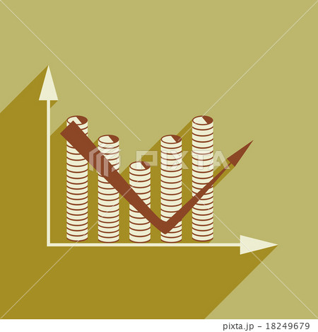 Flat with shadow icon Economic graph and coins 18249679