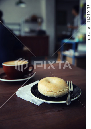 bagel with coffee bagel with coffee 18250133