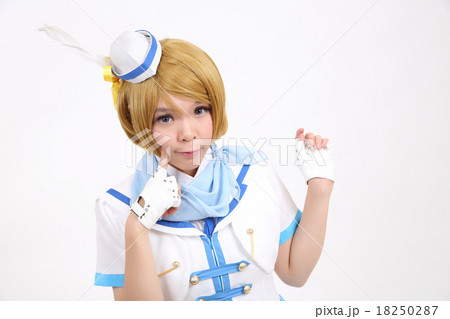 Portrait Cosplay dancing girl isolated in white background Portrait Cosplay dancing girl isolated in white background 18250287
