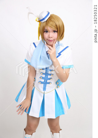 Portrait Cosplay dancing girl isolated in white background Portrait Cosplay dancing girl isolated in white background 18250321