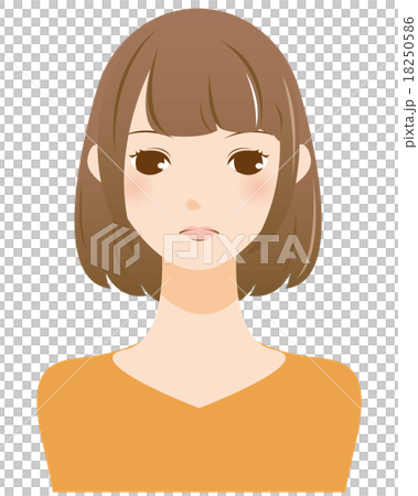 真顔の女性のイラスト素材