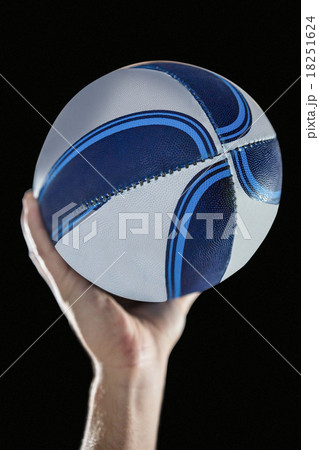 Close-up of of rugby player with arm raised Close-up of of rugby player with arm raised 18251624