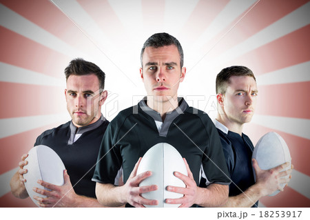 Composite image of tough rugby players 18253917